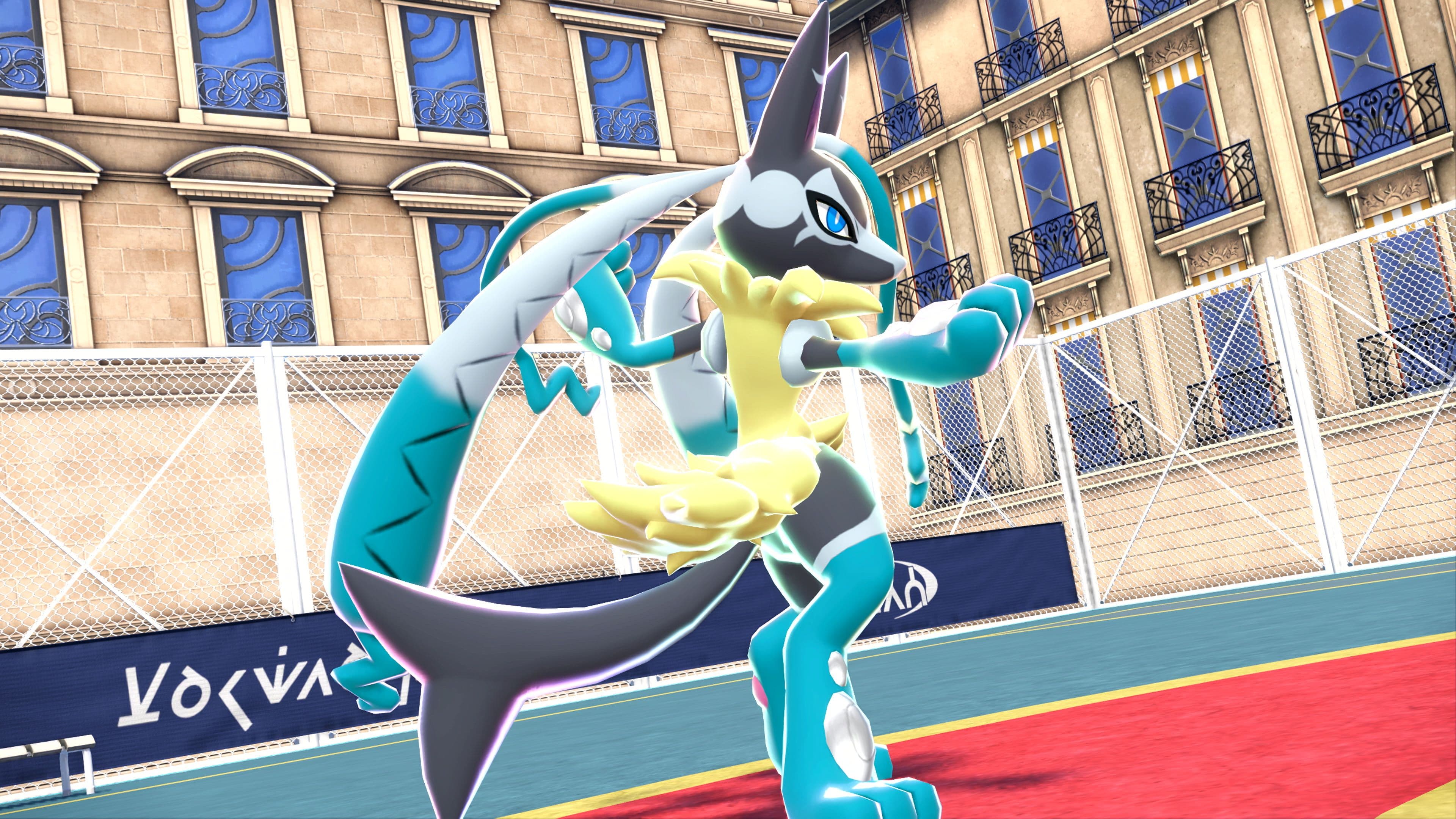 A good shot of mega lucario Z in a battle field ready to fight