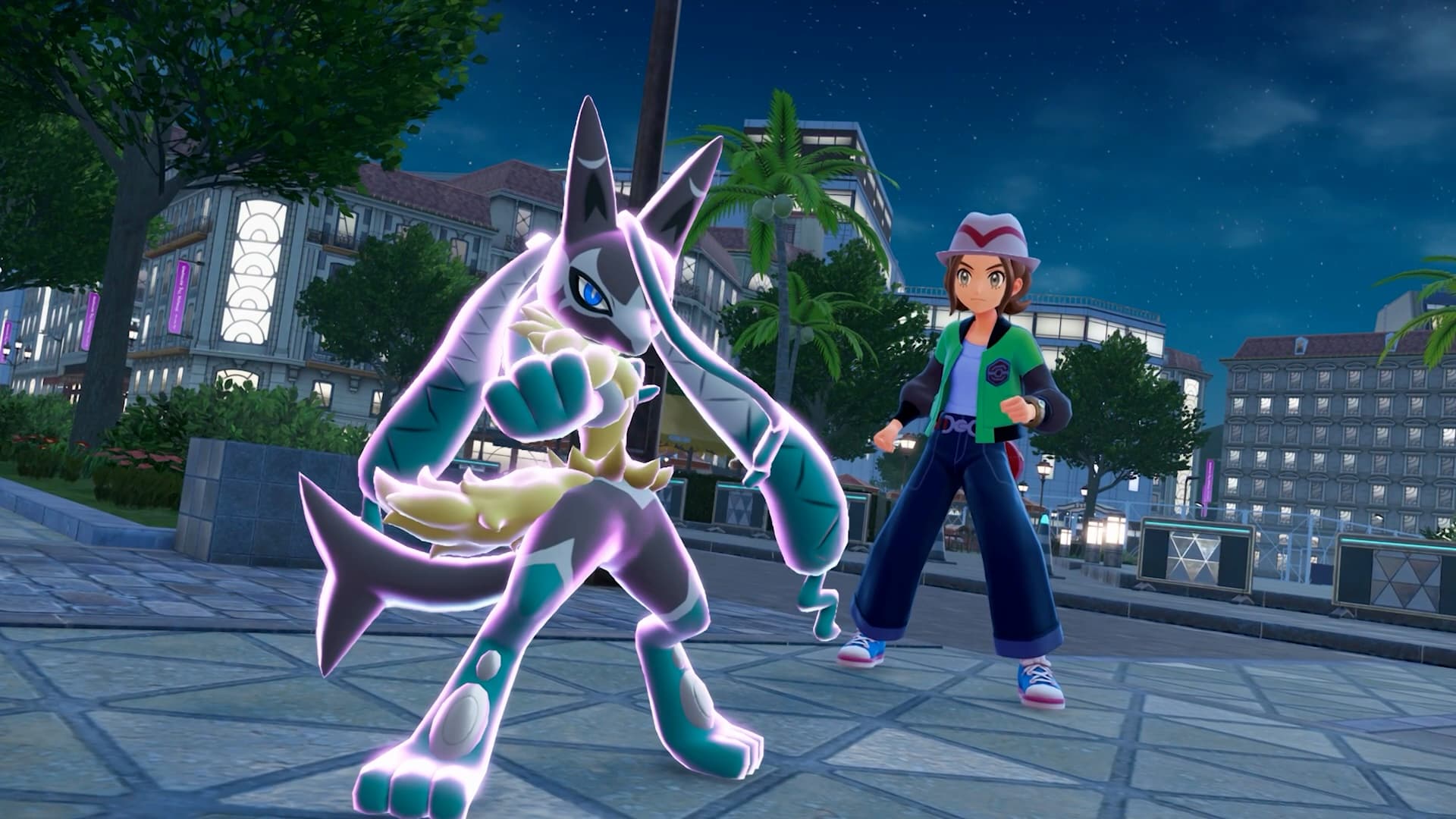mega lucario z with its trainer in a direct screenshot