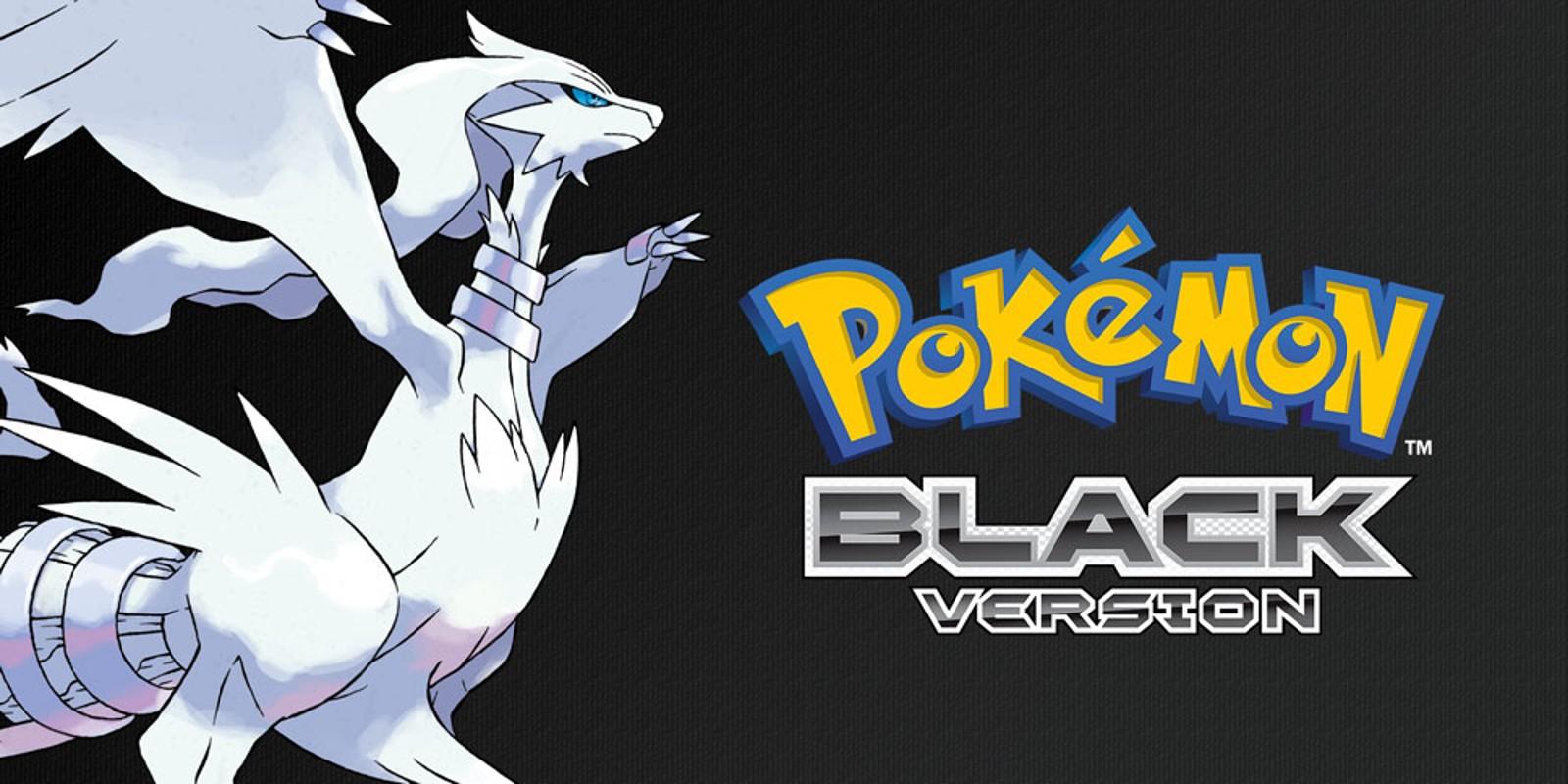 A banner for Pokemon Black featuring Reshiram on the left and the words "Pokemon Black Version" on the right