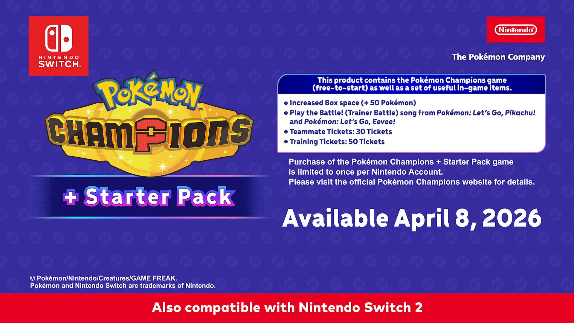 Pokemon Champions starter pack bonus items list