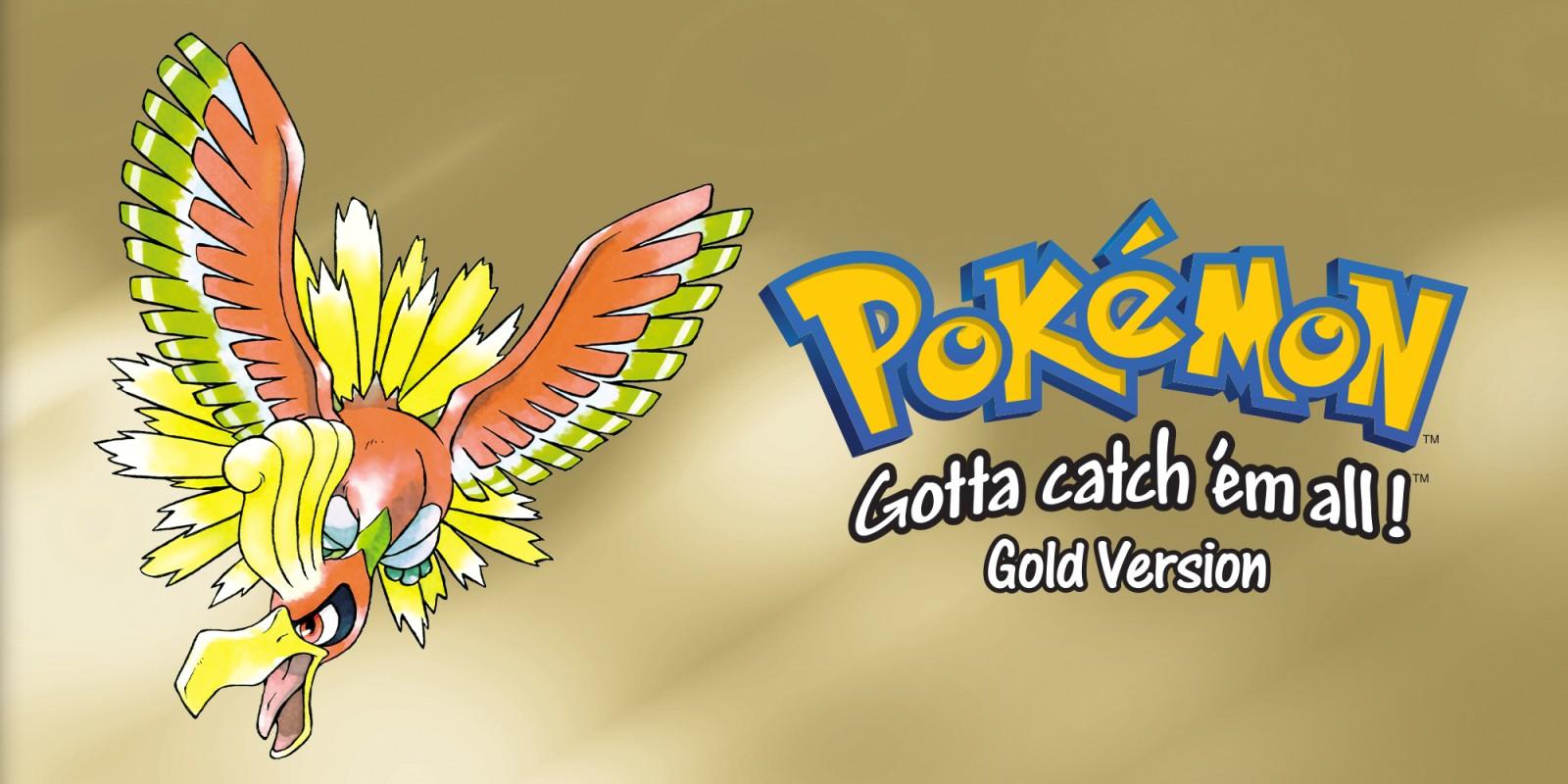 A banner image for Pokemon Gold version from Nintendo's 3DS eShop listing. it features a Ho-oh on the left with the text "Pokemon Gotta Catch 'em all! gold version"