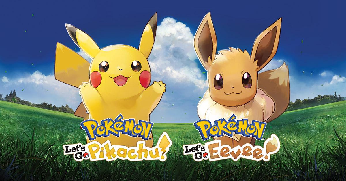 A banner image of Pikachu and Eevee featuring the text for Pokemon Let's Go Pikachu and Let's Go Eevee