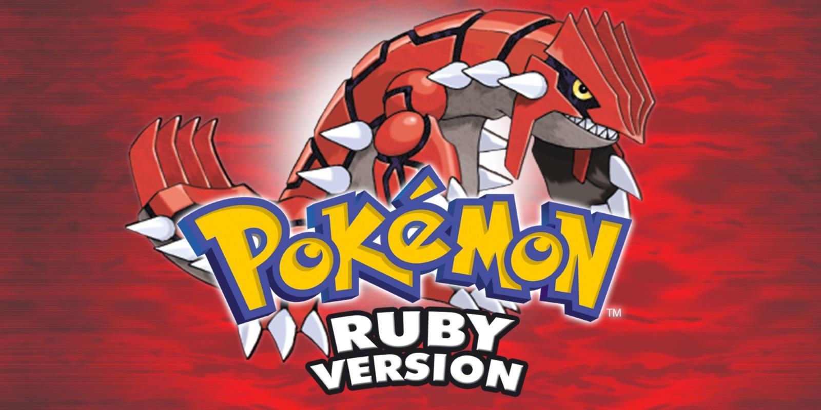 A banner image from Nintendo for Pokemon Ruby Version featuring a groudon above text stating "Pokemon Ruby Versoin"