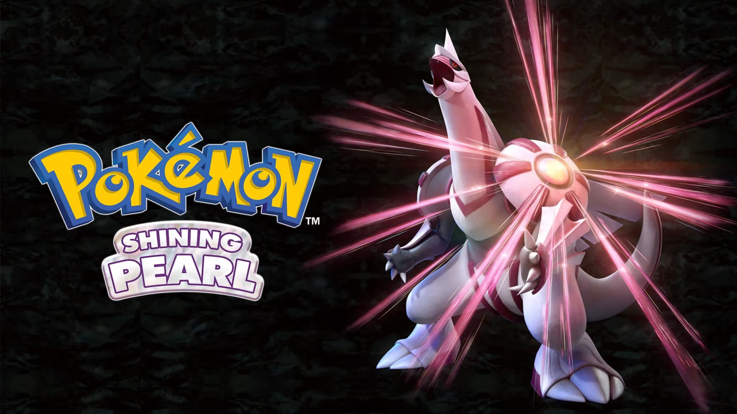 A banner image for Shining Pearl featuring the text "Pokemon Shining Pearl" on the left and Palkia on the right