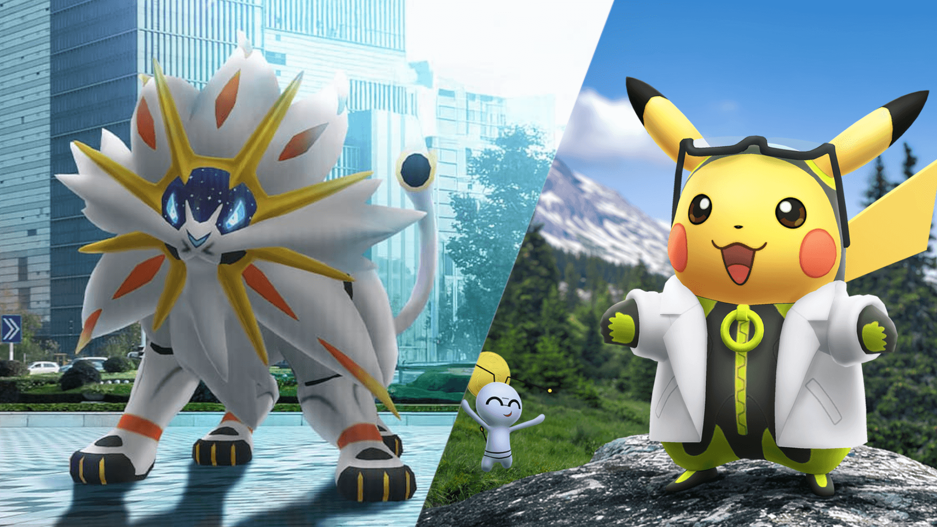 Solgaleo and Professor Willow's Assistant Pikachu from Scoplely's official channels