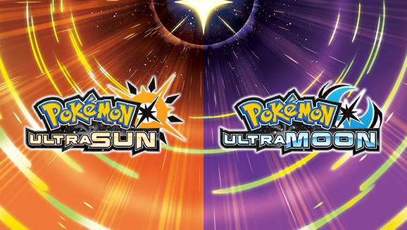 An image of Solgaleo and Lunala on a orange and purple background