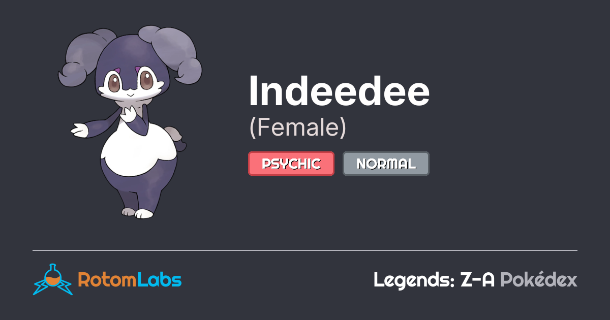 Indeedee Inflation Female Indeedee | RotomLabs Legends: Z-A Pokédex