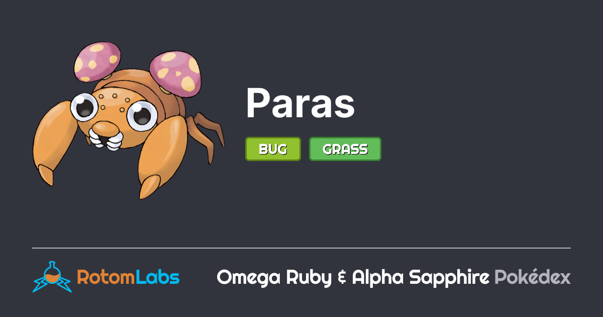 Alpha Commander Bug Paras | RotomLabs Omega Ruby & Alpha Sapphire Pokédex