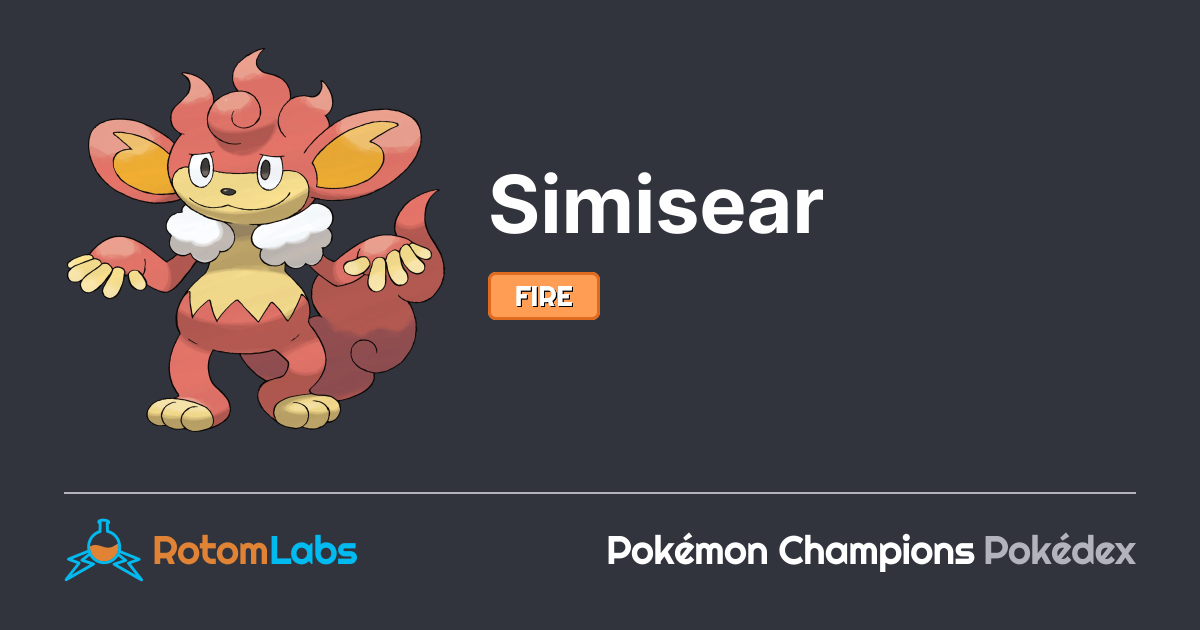 Simisoar Pokemon Simisear in Pokémon Champions | RotomLabs Pokédex